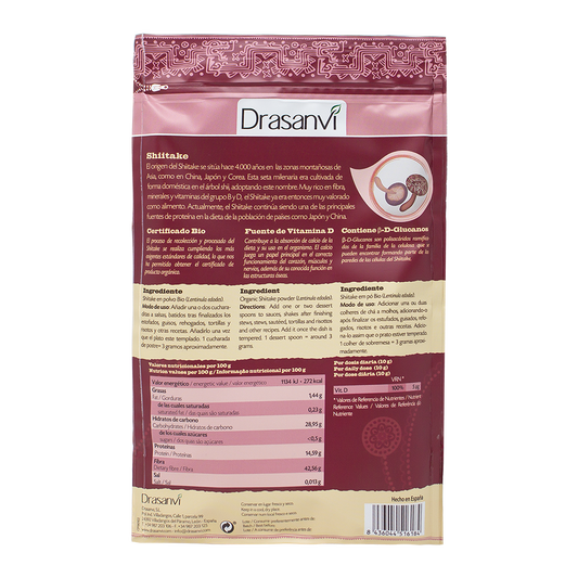Shiitake Økologisk 125g | Kinesisk pulver | Vitamin D + Fiber | Drasanvi